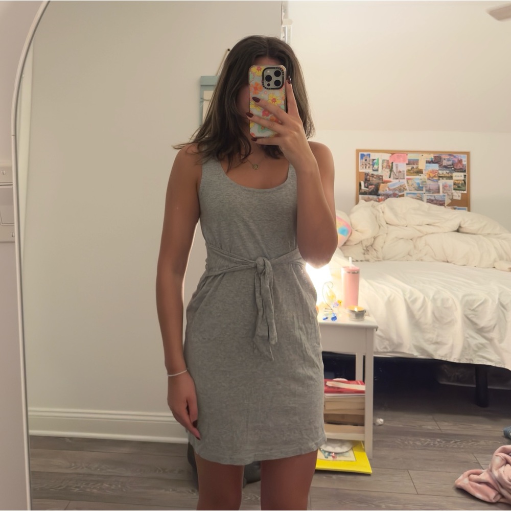 J.CREW Cotton Grey Dress With Tie